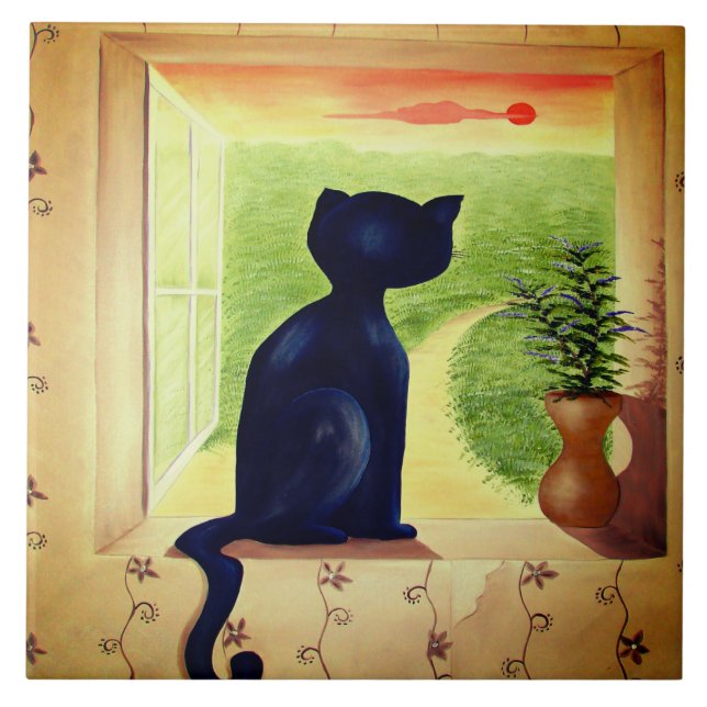 azulejo de gato preto (Frente)