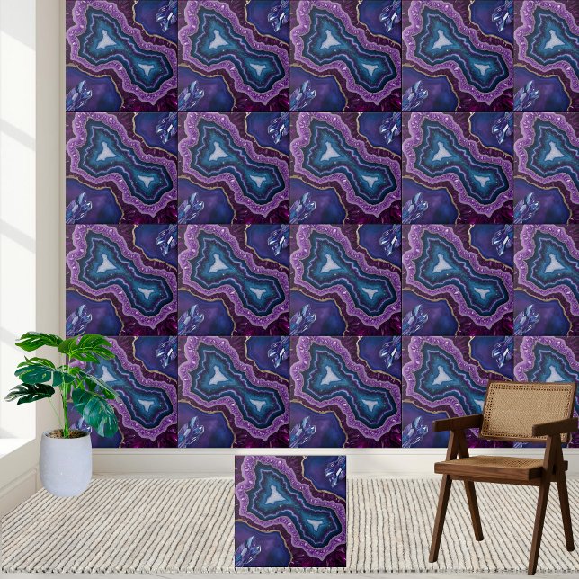 Azulejo de Geodo Ametist Roxo Elegante (Elegant Purple Amethyst Geode Tile)