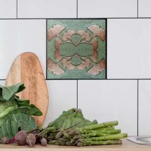 Azulejo de Gingko cerâmico