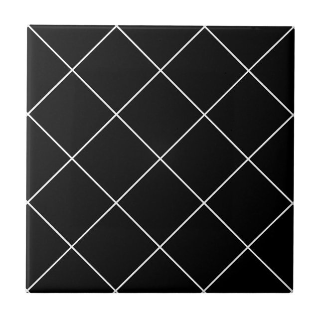 Azulejo de Grade de Diamante Fino Preto (Frente)