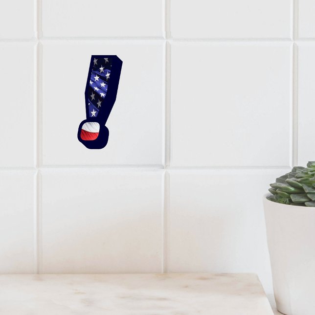 Azulejo de Grande Foto Cerâmica do American Flag E (American Flag Exclamation Large Photo Ceramic Tile)