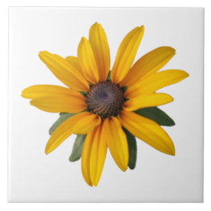 Azulejo de grande porte, cerâmico amarelo-flor