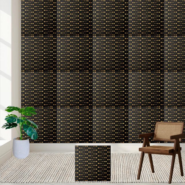 Azulejo de Hexágono Geométrico Dourado e Preto (Seamless Black and Gold Geometric Hexagon Tile)