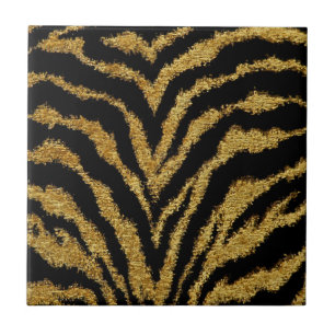 AZULEJO de Impressão Leopard Dourado Preto-Rockabi
