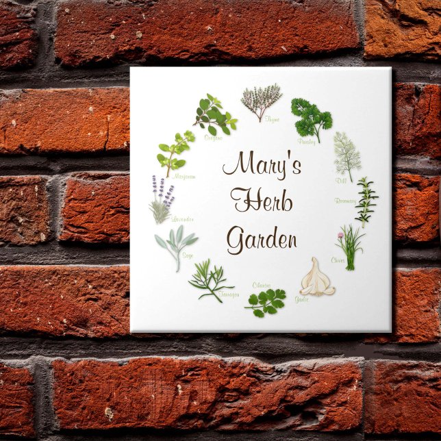 Azulejo de Jardim de Ervas Personalizado (Herb Tile for your Garden
decor! Fragrant, flavorful herbs and spices, customize with your text.)