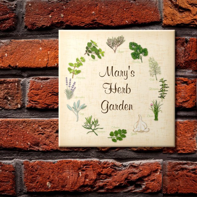 Azulejo de Jardim de Ervas Personalizado (Custom Herb Garden Tile
Decor for your special garden! Fragrant, flavorful herbs and spices.)