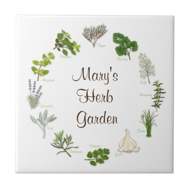 Azulejo de Jardim Herb Personalizado (Frente)