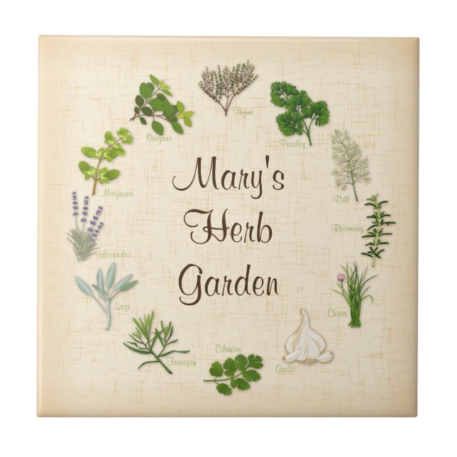 Azulejo de Jardim Herb Personalizado (Frente)