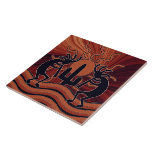 Azulejo de Kokopelli do sudoeste do cacto de Sun