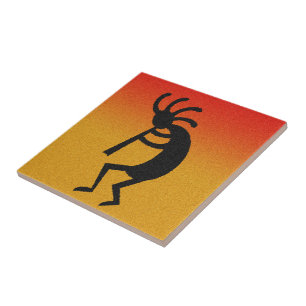 Azulejo de Kokopelli do sudoeste do por do sol do