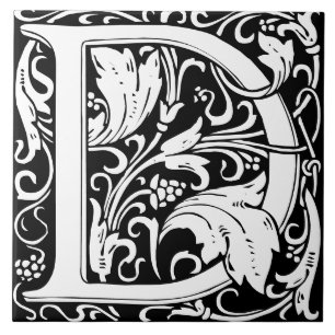 Azulejo de Letra D Monograma do Alfabeto Floral
