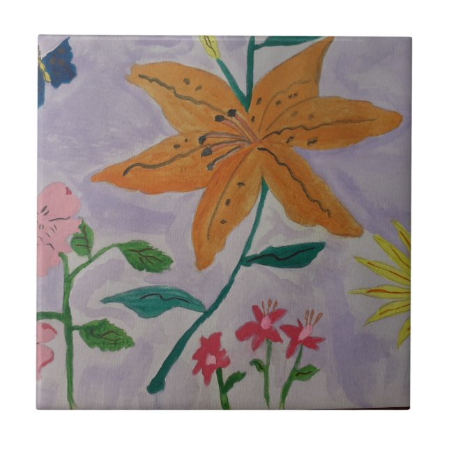 Azulejo de Lily Cerâmica Laranja (Frente)