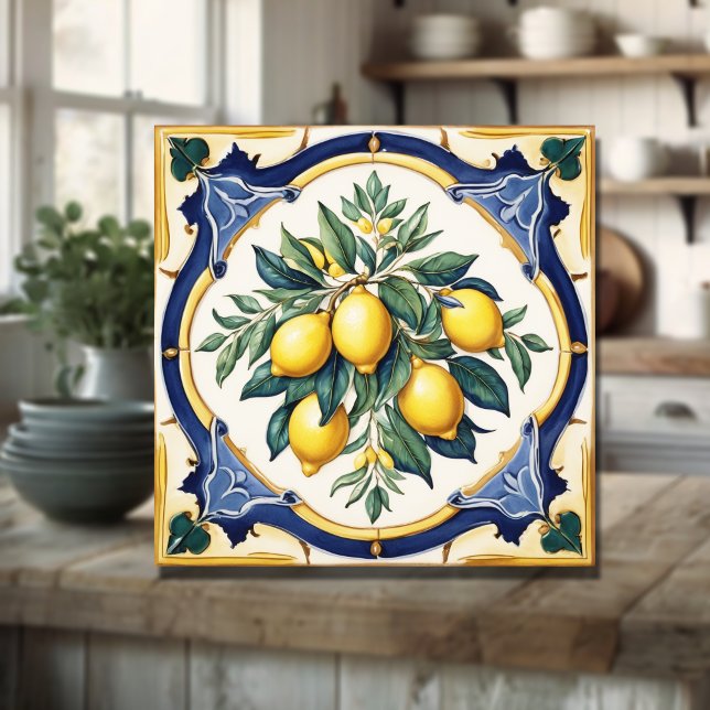 Azulejo de limão-cerâmico italiano Blue Majolica (Criador carregado)