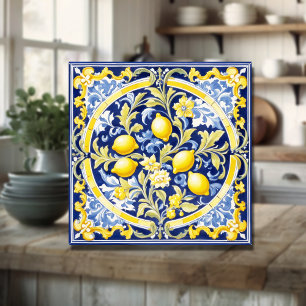Azulejo de limão-cerâmico italiano Blue Majolica