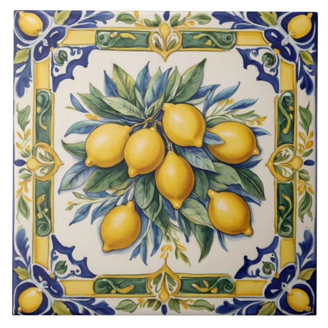 Azulejo de limão-cerâmico italiano Blue Majolica (Frente)