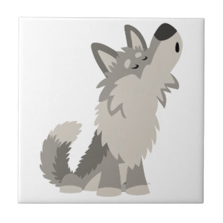 Azulejo de Lobo de Cartoon de Ensino Bonito