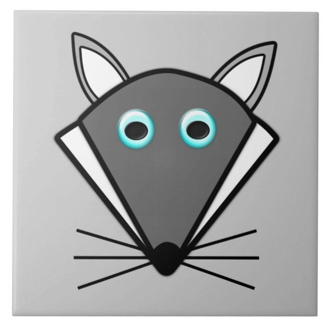 Azulejo de Lobo de Halloween Fofo (Frente)