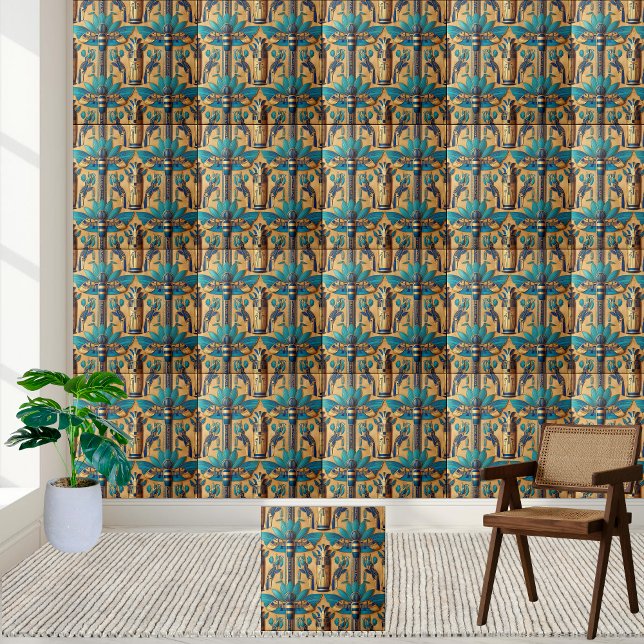 Azulejo de Lotus inspirado no Egito de luxo (Luxury Egyptian Inspired Lotus Tile)