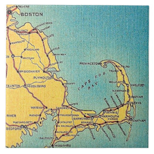 Azulejo de Mapa Antigo de Cape Cod em Boston