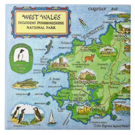 Azulejo de Mapa Antigo do Oeste do País de Gales