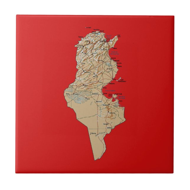 Azulejo de Mapa da Tunísia (Frente)