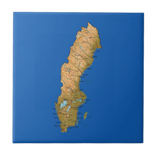 Azulejo de Mapa de Suecia