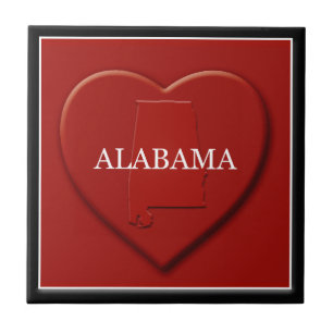Azulejo de Mapa do Coração do Alabama