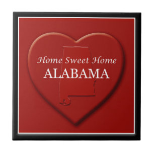 Azulejo de Mapa do Coração do Alabama Home Sweet