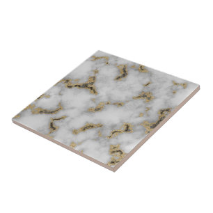 Azulejo de mármore branco & Dourado