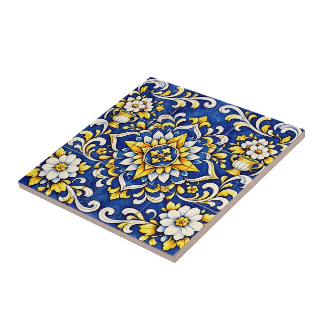 Azulejo de Medalhão de Vaso de Cobalto (Lateral)