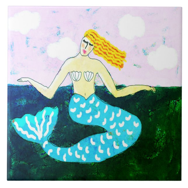 Azulejo de Mermaid de Abstrato Funky (Frente)