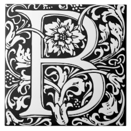 Azulejo de Monograma de Letra B do Alfabeto Floral