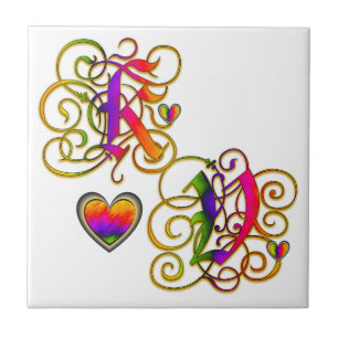 Azulejo de Monograma do K Loves V Artisan