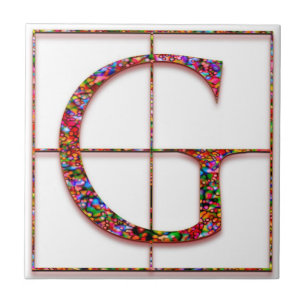 Azulejo de Monograma Personalizado Vermelho G Traj