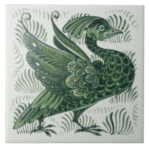 Azulejo De Morgan Green Bird Arts & Artesanatos (E