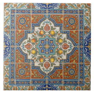 Azulejo de Mosaico de Citrinos Mediterrâneo Vintag