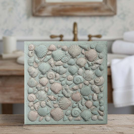 Azulejo de Mosaico de Conchas de Trompe L'oeil Vid