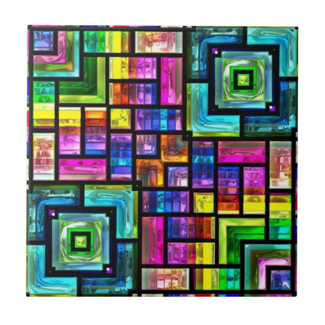 azulejo de mosaicos colorido (Frente)