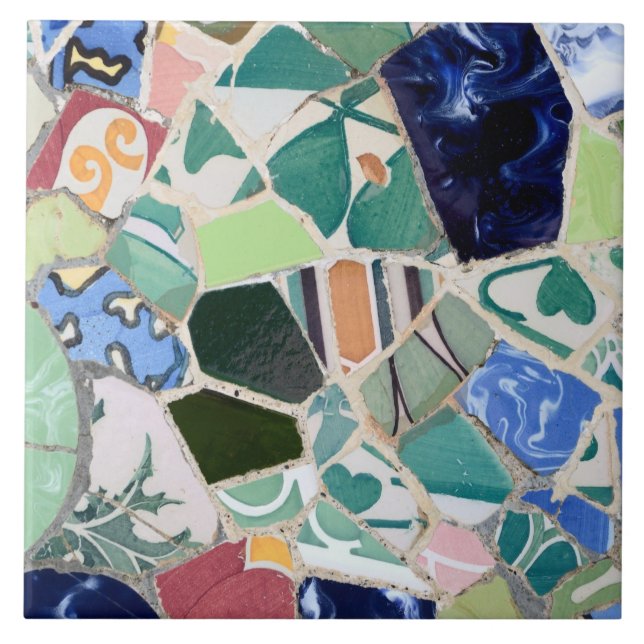 Azulejo de mosaicos de Guell do parque (Frente)