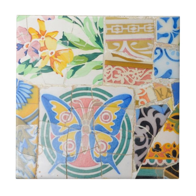 Azulejo de mosaicos de Guell do parque (Frente)