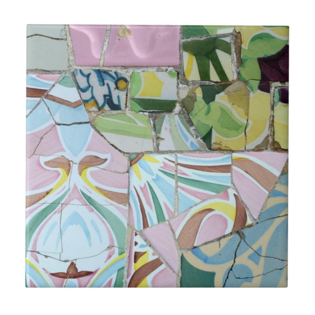 Azulejo de mosaicos de Guell do parque (Frente)