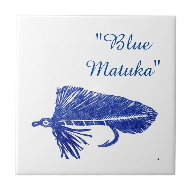azulejo de mosca de truta "Matuka Azul". (Frente)