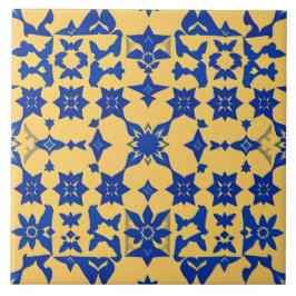 Azulejo de Motivo de Azulejo Azul Caribenho Dourad