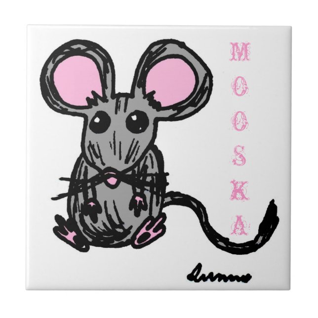 Azulejo de Mouse Cute Mooska (Frente)