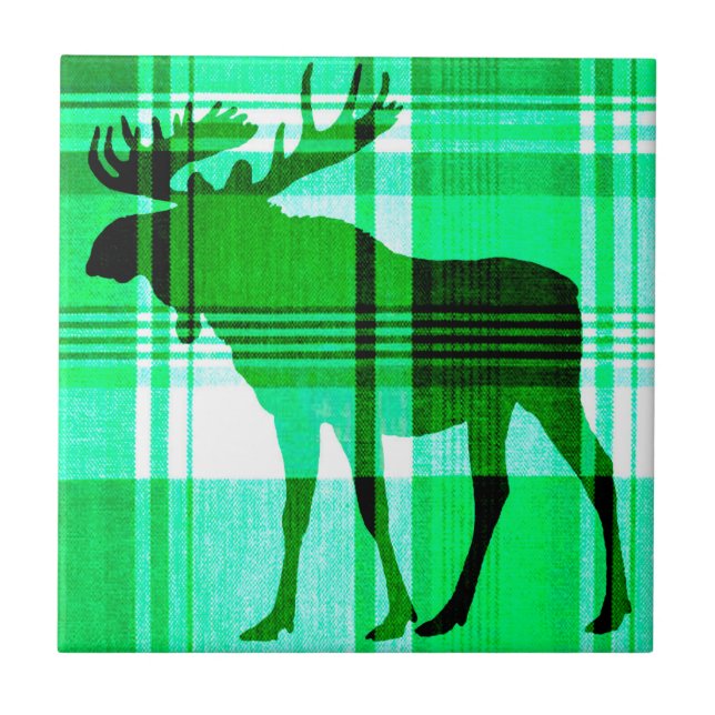 Azulejo de muro verde-xadrez russo (Frente)