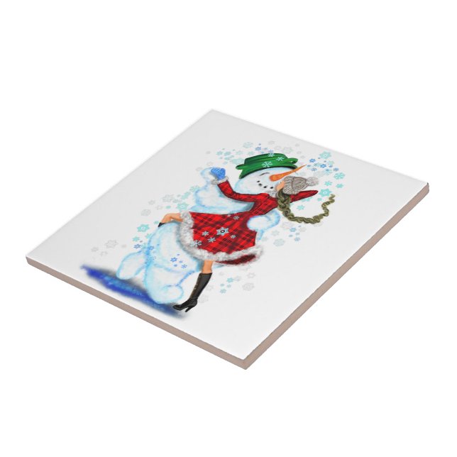Azulejo de Natal com Boneco de Neve e Dança de Men (Lateral)