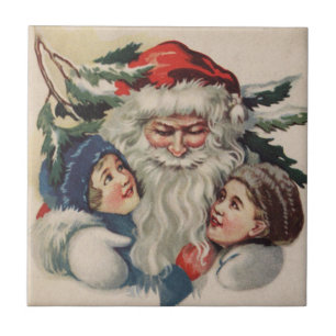 Azulejo de Natal Vintage Santa Claus