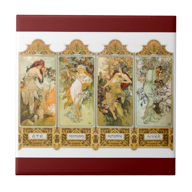 Azulejo de Nouveau Mucha da arte (Frente)