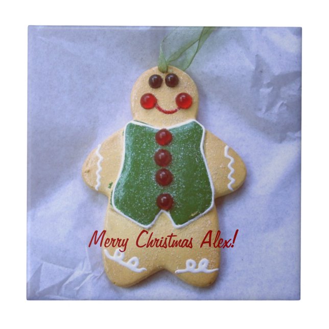 Azulejo de Ornamento de Cookie de Natal (Frente)