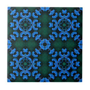 Azulejo de padrão arabesco azul elegante
